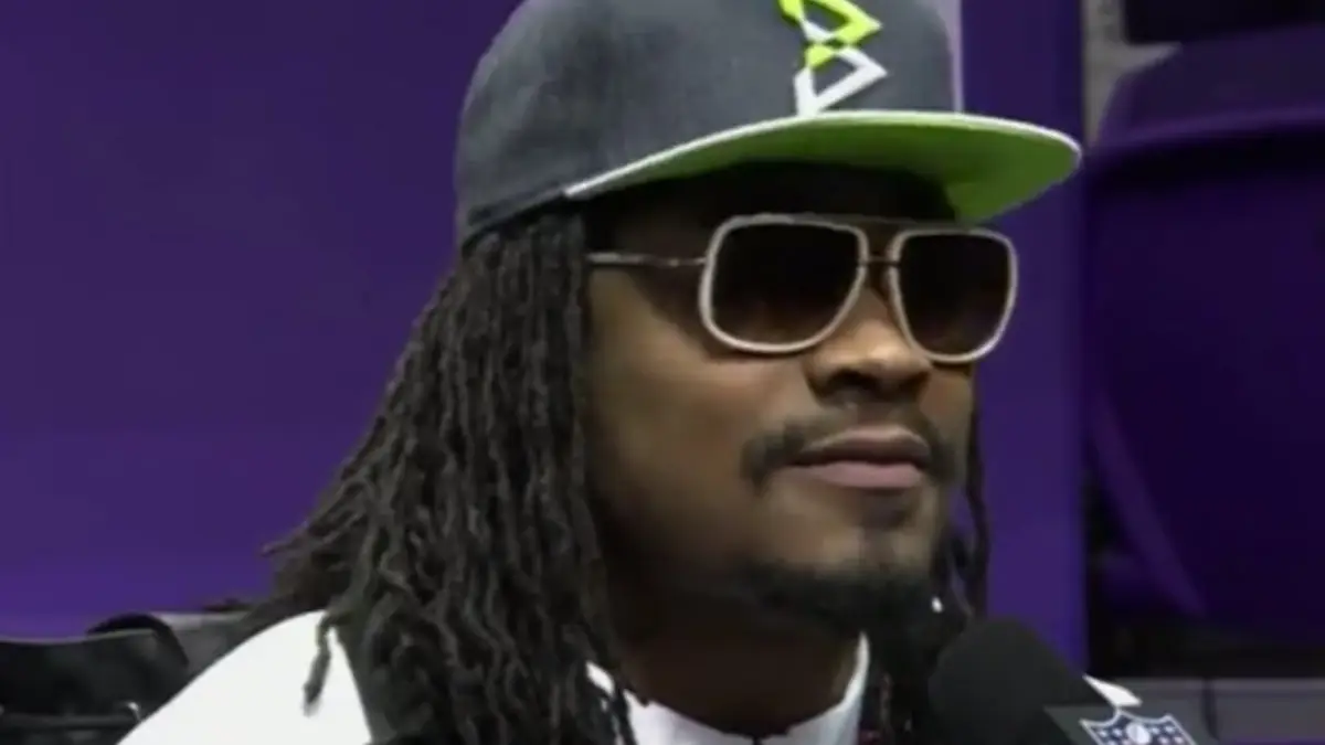 Marshawn Lynch, NFL Player during his infamous 'i'm just here so I dont get fined' interview.